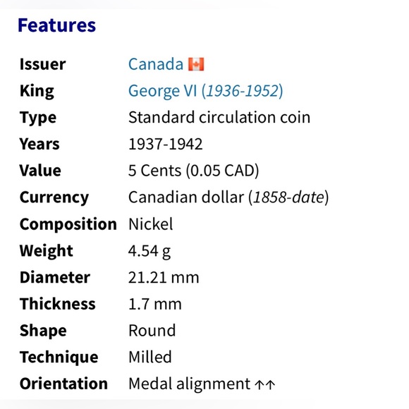 🎈$5 add on - 1940 CANADA 5 CENTS - George VI - Picture 3 of 6